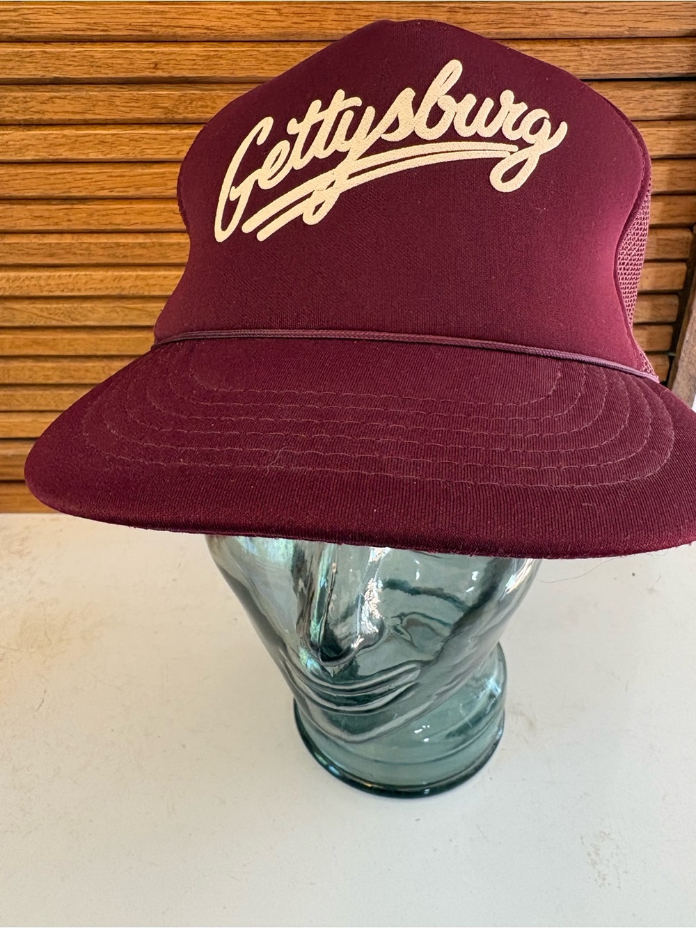Vintage Gettysburg Maroon Mesh Snapback Trucker Hat